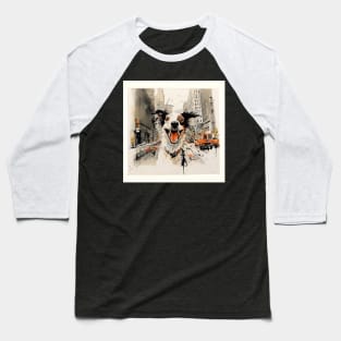 Mad Collie Dog in the city Baseball T-Shirt